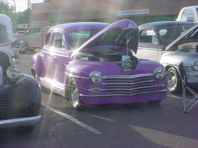 Purple Plymouth with many stars published in Jeff Knapp Club newsletter
