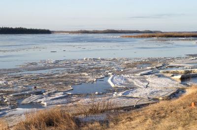 April 20 ice along the shore in Moosonee