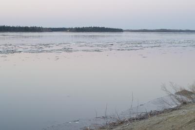 April 20, looking across from Moosonee to the Gutway, route to Moose Factory