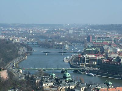 View of the Vltava River from St Vitus Cathedral
