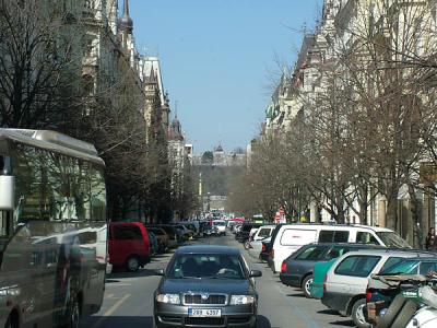 Looking down Paris Street where the huge statue of Lennin or Stalin used to be