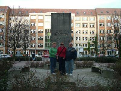 Sue, Nicki and Rolly with a piece of the Wall