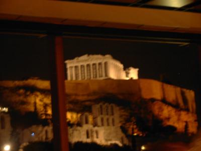 Parthenon by night from our restaurant