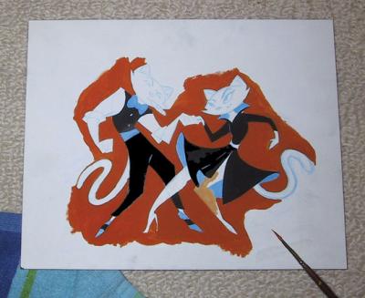 Dancers half way there (cel vinyl on masonite)