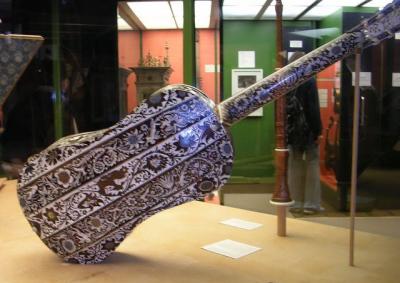 Intricately decorated guitar