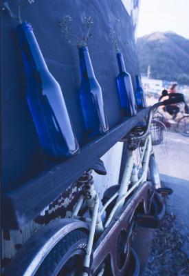 blue bicycle bottles