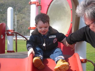 Going down the slide