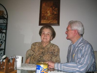 At the kitchen table