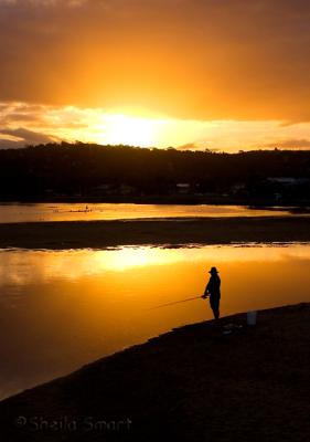 Narrabeen fisherman at sunset