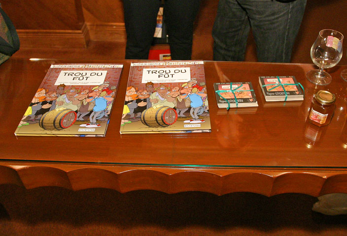 Some of the Belgian beer-related merchandise for sale at the conference