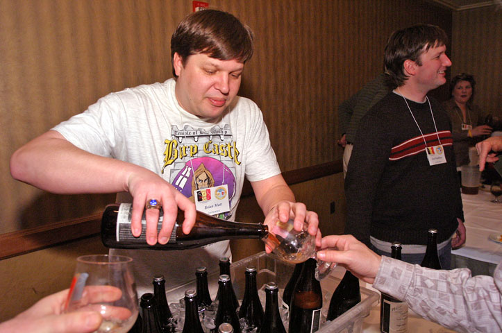 BURPer Brian Matt pours a commercial Belgian-style  American microbrew