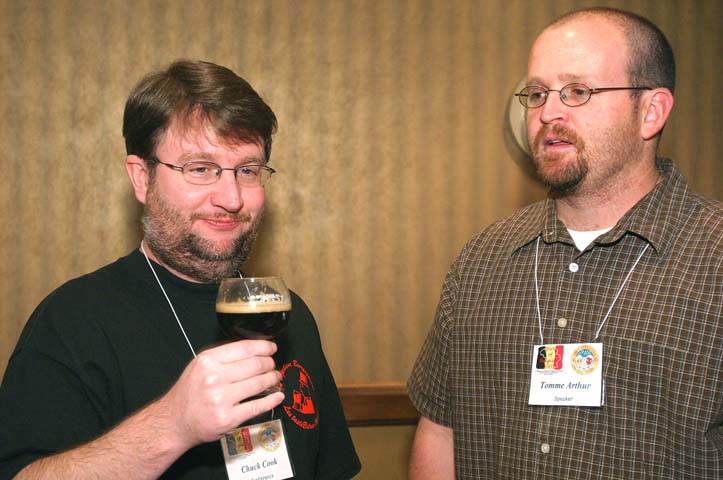 Belgian beer aficianado Chuck Cook samples one of Tomme Arthurs brews