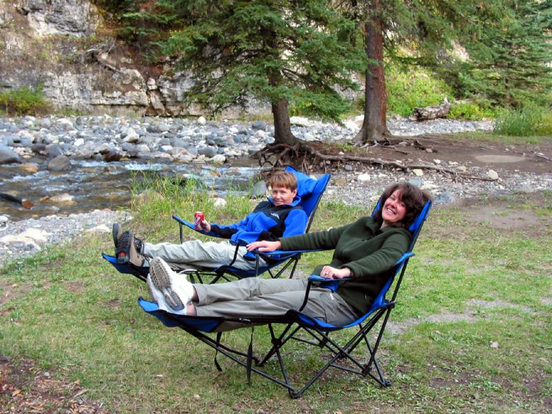 Carol and Steph relaxing by Pebble Creek