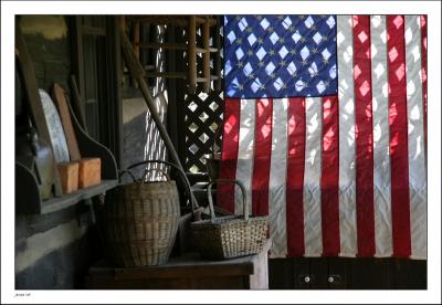 Flag on Shaded Porch