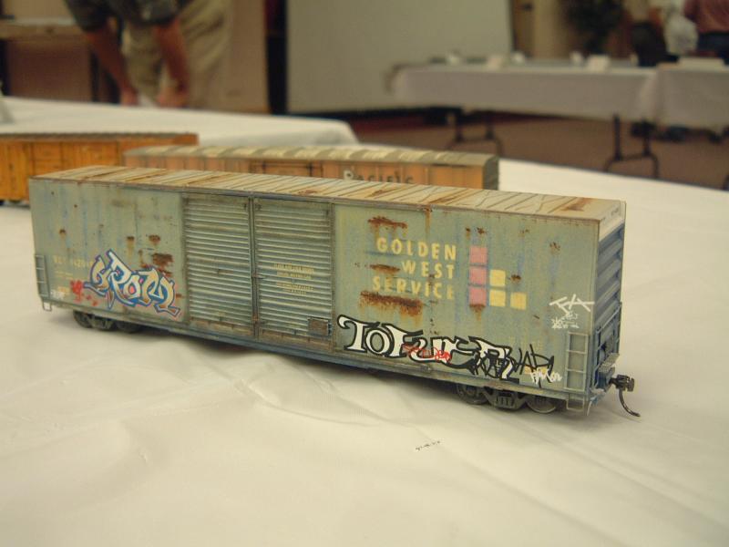 Fantastic Weathering Job by Scott Bates on an Athearn Genesis Boxcar.