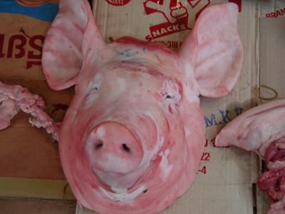 Pig Face - specialty in the Vientianne market