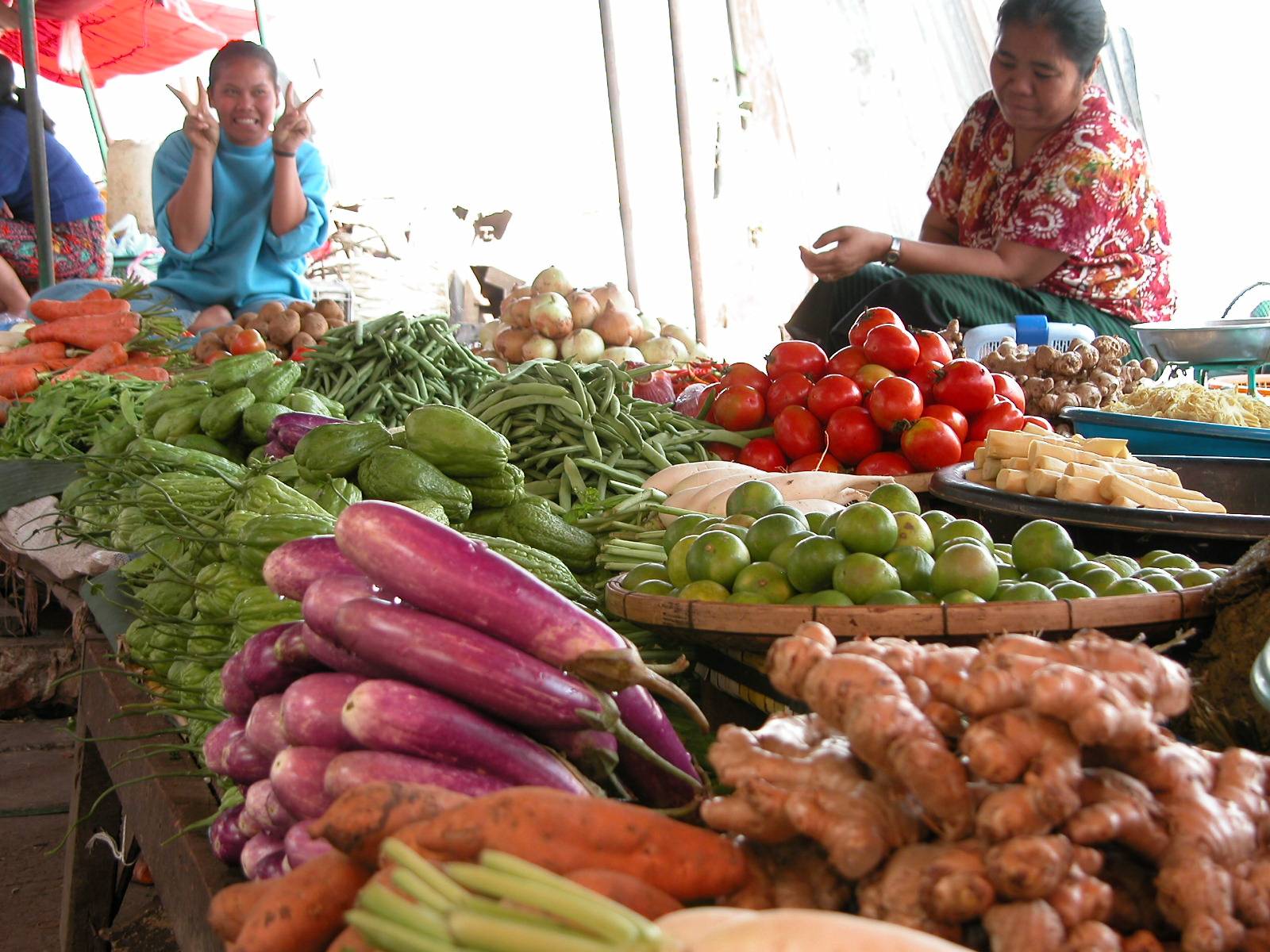 Veggies piled everywhere