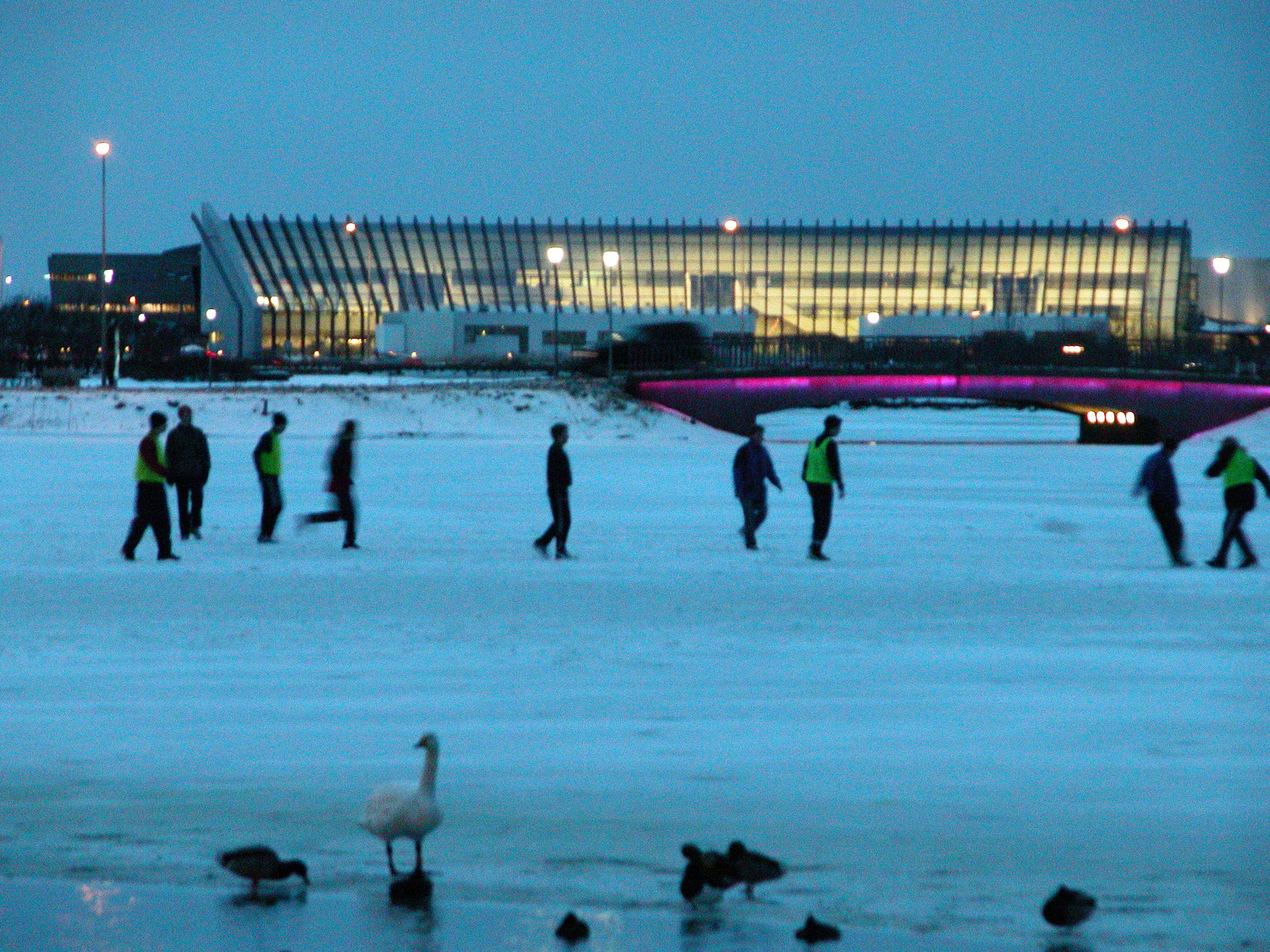 Hockey in front of the Natl. Assembly