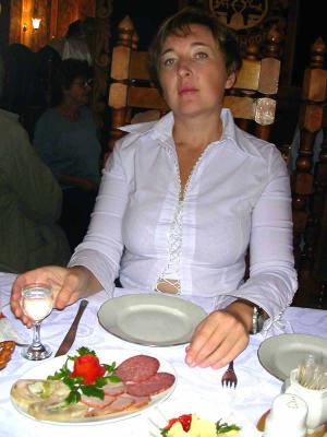 Mila at lunch in Zogarsk