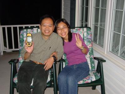 Eugene and Erin with a Magellan GPS, 2 Oct 2002. (Eugene's camera.)