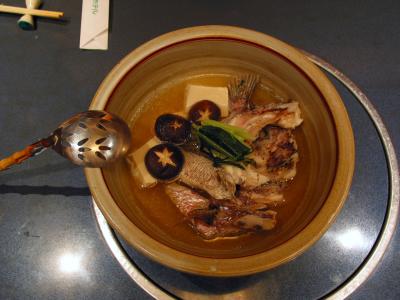 Dinner - Course 3: Fish head, mushroom and tofu soup