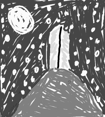 The picture converted by Photoshop mode changing (RGB->Grayscale)
Note that red dots on the hill become invisible.