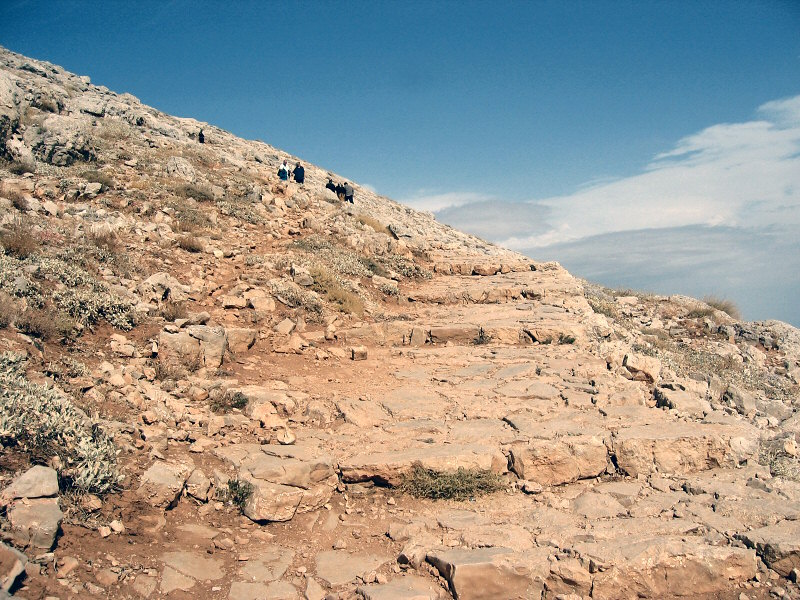 Steps with less rock piles than many we encountered