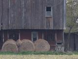 barn with rolled hay