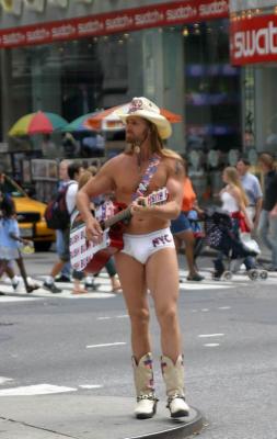The naked Cowboy in Times square