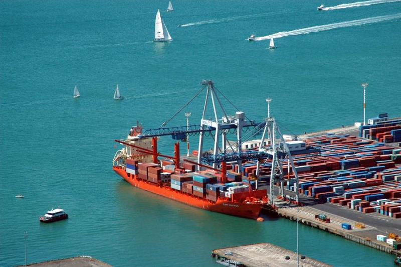 Container ship at the Port of Auckland