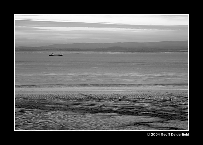 boat on Severn - wales in background