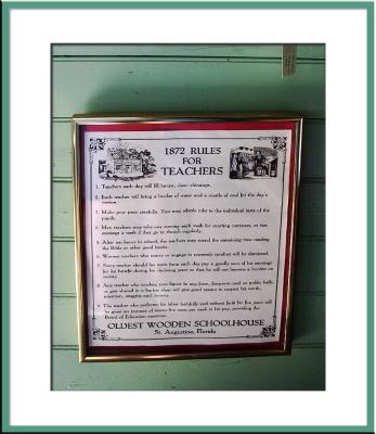 Sign found in one room schoolhouse exhibit.