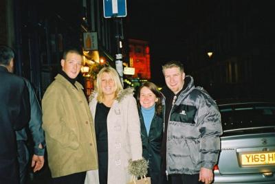 Clints Birthday night with Mark and Nikki.  We've just stepped out of the Ivy for a fantastic meal and 2 bottles of champagne
