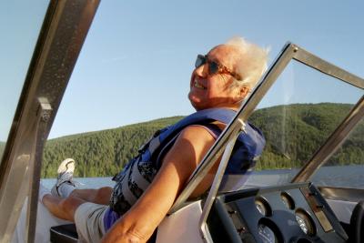 Enjoying a trip on Larry's boat - Sproat Lake