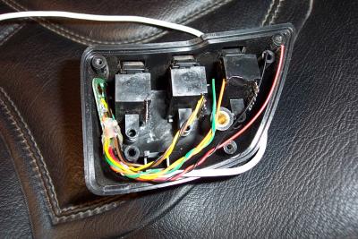 Note circuit card positioned on left side and wires cut to length