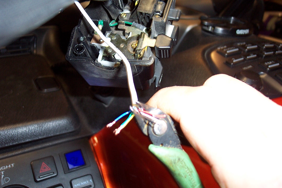 I cut off the Red, White, and Black audio wires on this end of the remote cable, as I wont need them