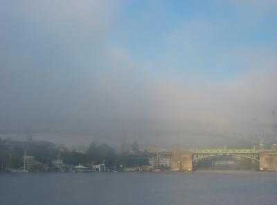 University Bridge in fog