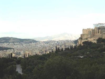 Athens with View of Parthenon to right.JPG