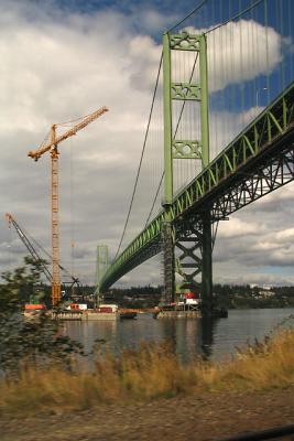 Construction on the second span of the Tacoma Narrows Bridge,
taken from AMTRAK's Coast Starlight train southbound out of Tacoma station.
BuildingBridges_IMG_0892-DPC.jpg