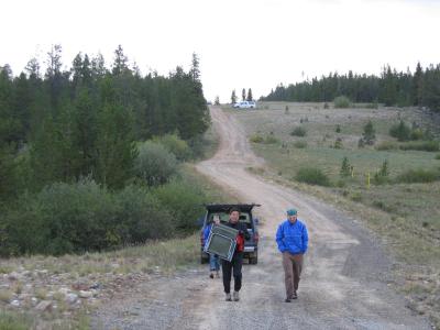 Crew walking up to Tree Line