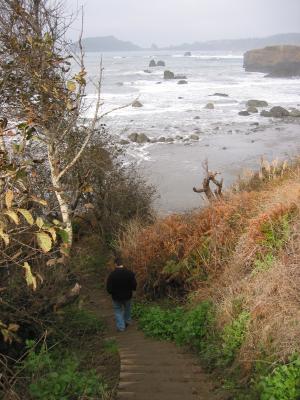 walking down to the beach