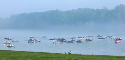 Fishing Contest on a Foggy Morning