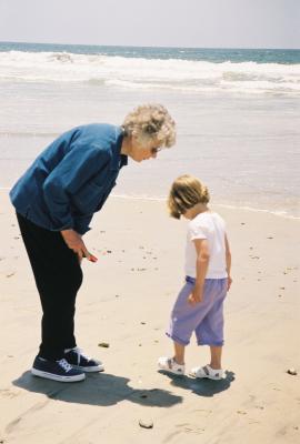 With Grandma on the beach