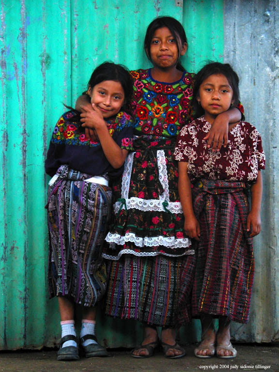 three girls, santa maria de jesus, guatemala