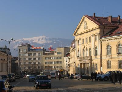 Sofia is in the valley overlooked by 2290m high Vitosha mountain