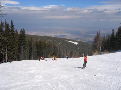 skiing on slopes of Vitosha overlooking Sofia