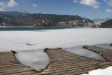 it is March but Lake Bled is still frozen