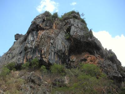 Looking up from the cave