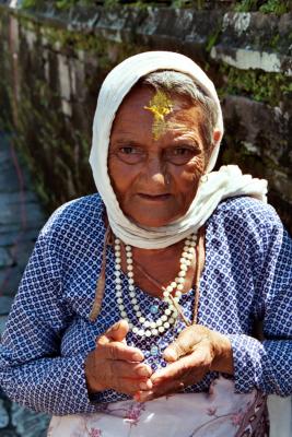 Woman with Large Yellow Tika, Bhaktapur
