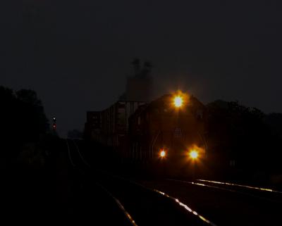UP 3026 West after sunset